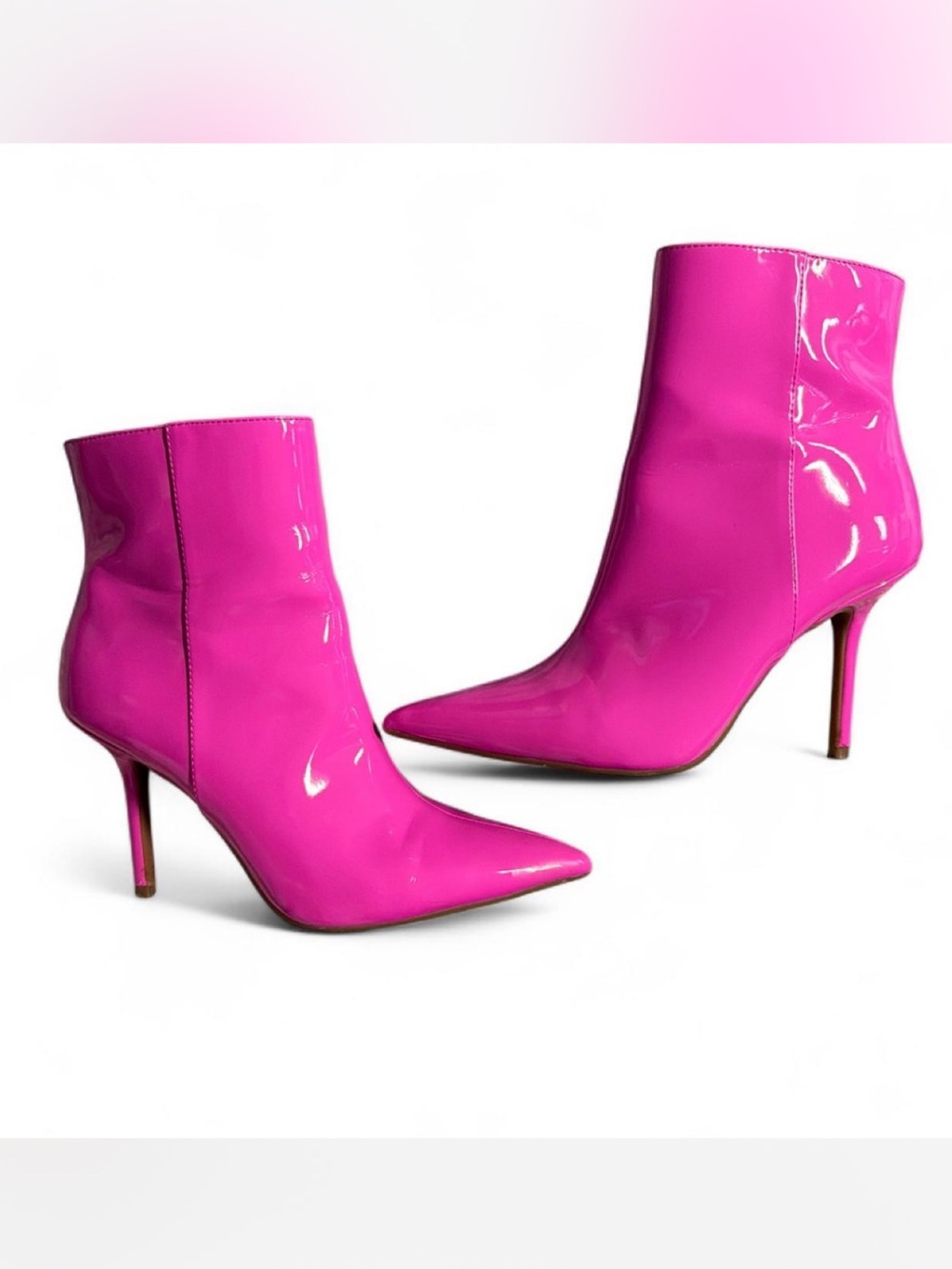 INC International Concepts Hot Pink Patent Pointed-Toe Stiletto Ankle Boots